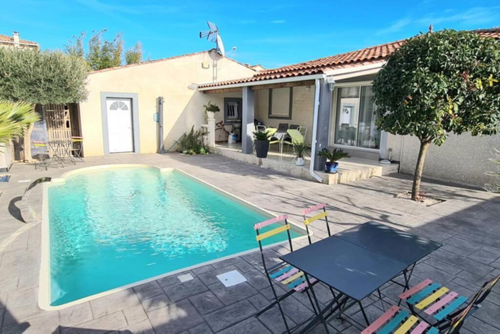 Villa Piscine De La Garrigue Florensac Ngoại thất bức ảnh